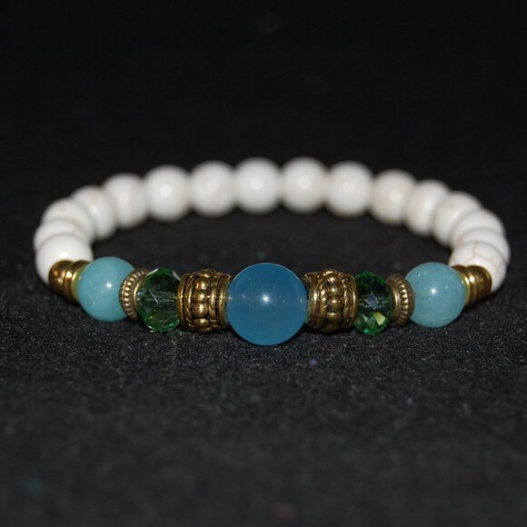 Gemstone Bracelet,Stone Beads Bracelet,Multicolor Stone Beaded Bracelet - Picture 2 of 3